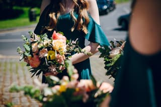 Image 1 of the wedding flowers for Ellie & Alex's wedding at Owen House Wedding Barn