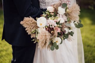 Image 11 of the wedding flowers for Katie & Jamie's wedding at The Ashes Wedding Barn