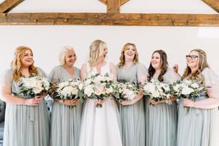 Image 1 of the wedding flowers for Laura & Timothy's wedding at Heaton House Farm