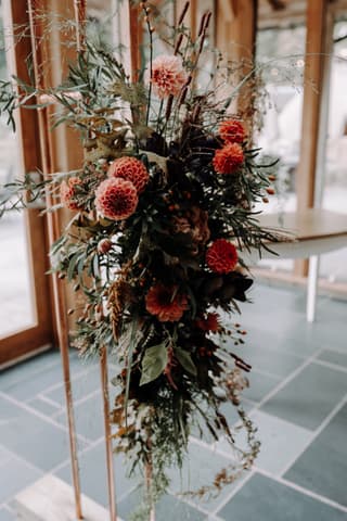 Image 1 of the wedding flowers for Lauren & Ky's wedding at The Oak Tree of Peover